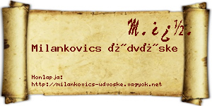 Milankovics Üdvöske névjegykártya